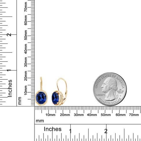 Gem Stone King 18K Yellow Gold Plated Silver Customized and Personalized Oval Dangle Earrings For Women | Gemstone Birthstone | Oval 9X7MM | Fine Jewelry Gifts for Women Mom Wife Her in Saudi Arabia