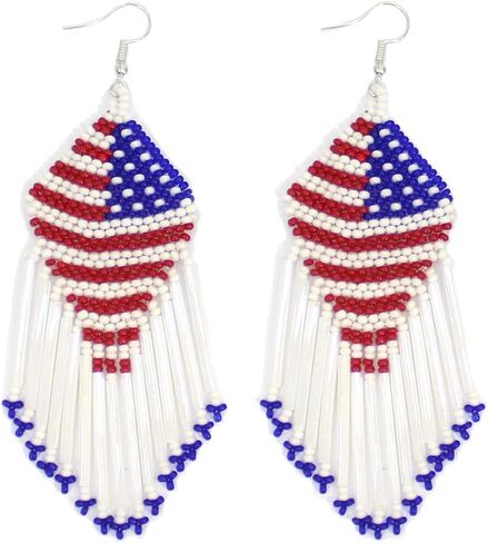 Patriotic American Flag Earrings Independence Day July 4th Celebration Jewelry in Saudi Arabia