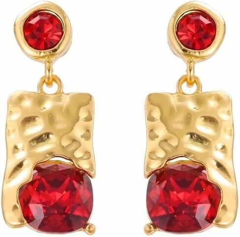 Earrings For Women With Brown Cubic Zirconia And 18K Gold Plated Dangle Post For Sensitive Ear Women Jewelry Gift Trendy in Saudi Arabia