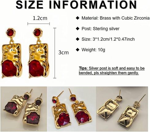 Earrings For Women With Brown Cubic Zirconia And 18K Gold Plated Dangle Post For Sensitive Ear Women Jewelry Gift Trendy in Saudi Arabia