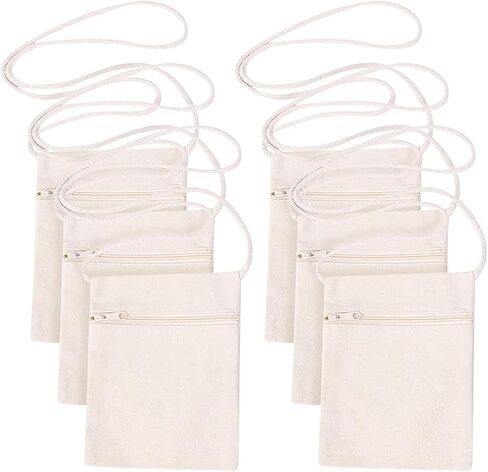 6Pcs 13x17cm Blank Canvas Crossbody Bag,Bulk Mini Zipper Shoulder Bags,Cloth Fabric Bags Painting Bags for DIY Craft in Saudi Arabia