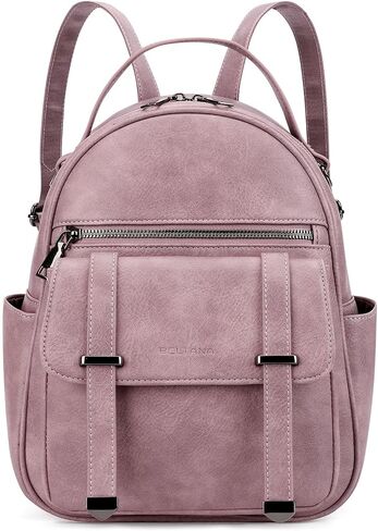 BELTANA Mini Backpack for Women, Fashion Vegan Leather Small Backpack Purse, Lightweight Casual Daypack with Multi Pockets (Black-Brown-White) in Saudi Arabia