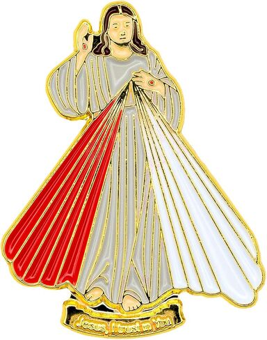Catholic Town Divine Mercy Lapel Pin "Jesus I Trust in You" Small Gold Tone with Color (DMP-G) in Saudi Arabia