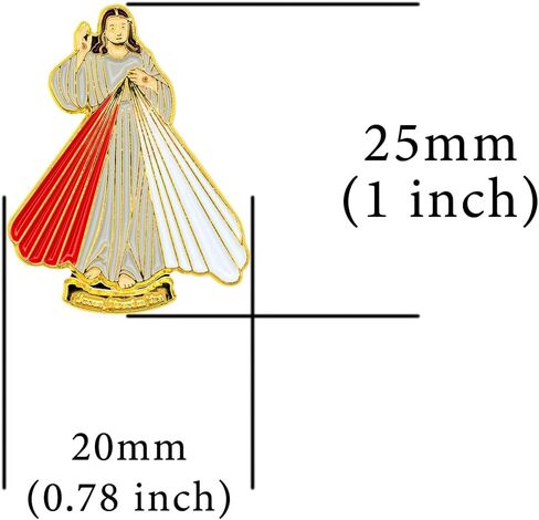 Catholic Town Divine Mercy Lapel Pin "Jesus I Trust in You" Small Gold Tone with Color (DMP-G) in Saudi Arabia