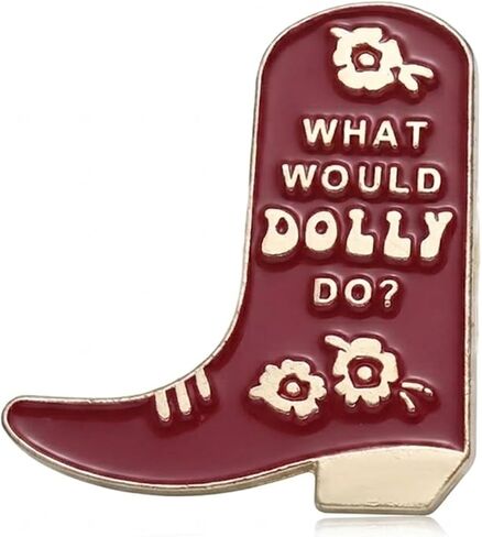 1Pcs Red Floral Cowboy Boot Enamel Pin Brooch for Hats & Jackets | 1 Red floral cowboy boot enamel pin with polished metal trim for Western flair on jackets, hats, bags, and denim. in Saudi Arabia