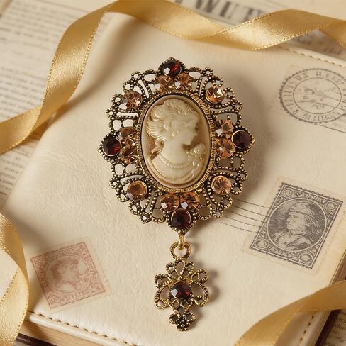Vintage Victorian Cameo Brooch Pin for Women Men Elegant Beauty Lady Portrait Lapel Pins for Dress Suit Hat Clothes Shirt Accessories Party Birthday Holiday Jewelry in Saudi Arabia