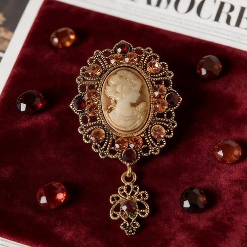 Vintage Victorian Cameo Brooch Pin for Women Men Elegant Beauty Lady Portrait Lapel Pins for Dress Suit Hat Clothes Shirt Accessories Party Birthday Holiday Jewelry in Saudi Arabia