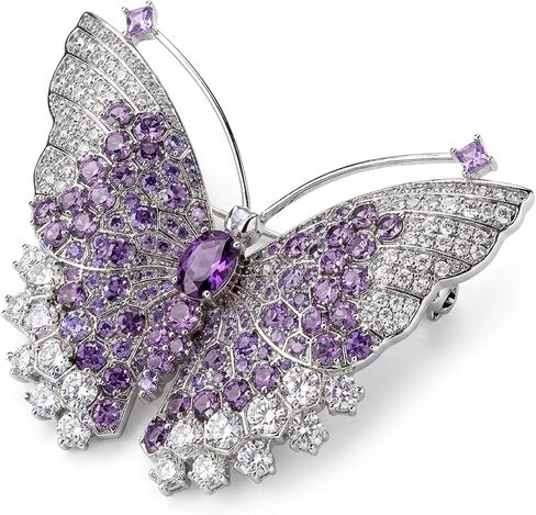 Purple Butterfly Brooches for Women,Crystal Brooches Pins Elegant Rhinestone Brooch Sweater Dress Shawl Accessories Birthday Party Christmas Wedding Winter Jewelry in Saudi Arabia
