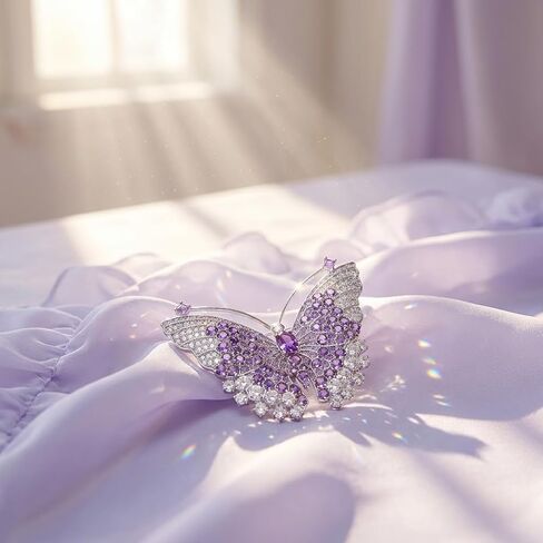 Purple Butterfly Brooches for Women,Crystal Brooches Pins Elegant Rhinestone Brooch Sweater Dress Shawl Accessories Birthday Party Christmas Wedding Winter Jewelry in Saudi Arabia