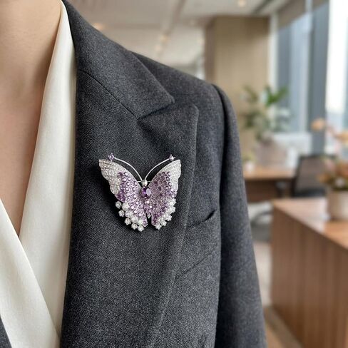 Purple Butterfly Brooches for Women,Crystal Brooches Pins Elegant Rhinestone Brooch Sweater Dress Shawl Accessories Birthday Party Christmas Wedding Winter Jewelry in Saudi Arabia