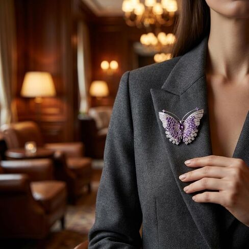 Purple Butterfly Brooches for Women,Crystal Brooches Pins Elegant Rhinestone Brooch Sweater Dress Shawl Accessories Birthday Party Christmas Wedding Winter Jewelry in Saudi Arabia