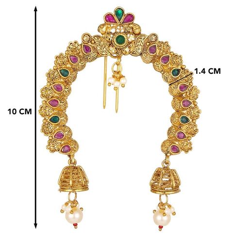 Aheli Indian Traditional Bollywood Ethnic Juda Pins With Pearl Jhumki Drops Maharashtrian Wedding Engagement Wear Bridal Hair Accessories for and Women Gift for Women in Kuwait