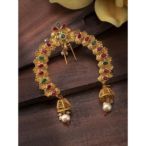 Aheli Indian Traditional Bollywood Ethnic Juda Pins With Pearl Jhumki Drops Maharashtrian Wedding Engagement Wear Bridal Hair Accessories for and Women Gift for Women in Kuwait