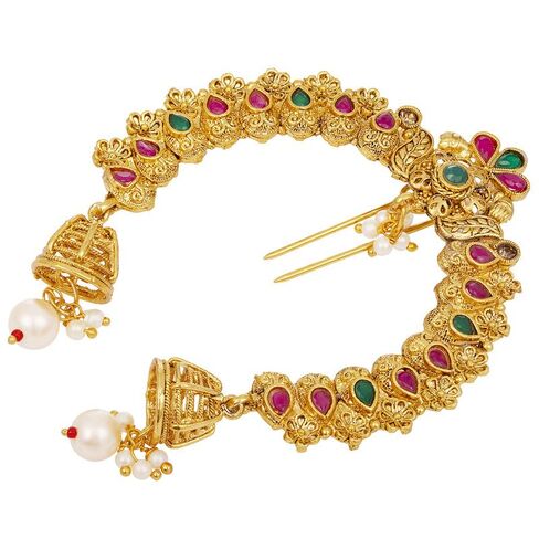 Aheli Indian Traditional Bollywood Ethnic Juda Pins With Pearl Jhumki Drops Maharashtrian Wedding Engagement Wear Bridal Hair Accessories for and Women Gift for Women in Kuwait