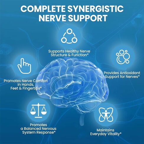 Neuropathy Supplements | R-Alpha Lipoic Acid 600mg | 120 Capsules | Neuropathy Blend with Vitamins E, B2, B6, B12, D3 & Magnesium | Antioxidant Support, Hands, Feet, Fingertips Health | Vegan in Kuwait
