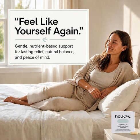 NeuEve Yeast Clear, for Yeast Infection Symptoms, Relieves Burning, Itching & Discharge, with Tea Tree Oil, Myrtle, Sage & Olive Leaf, Invented by OBGYN in Saudi Arabia