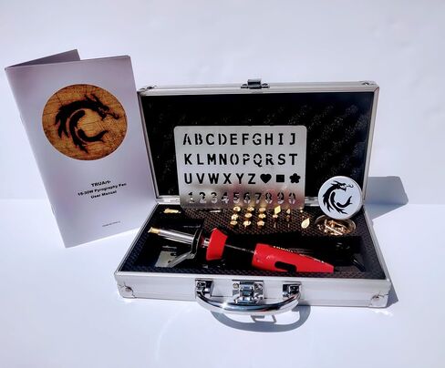 (Stage 1) TRUArt Wood and Leather Pyrography Dual Pen Set – 30W and 15W, Gourd (35 Tips, Aluminum Case, Two Pens, Metal Stencil, Extra Metal Holder) in Kuwait