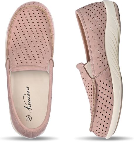 Vanessa Womens Slip On Shoes Casual - Breathable Boat Loafers with Arch Support - Perforated Nubuck Leather Upper Shoes for Women Daily in Saudi Arabia