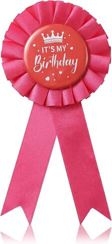 Birthday Pin for Girls, Pink Satin Birthday Girl Pin Badge, Fabric & Tinplate Brooch for Women Men Party Decorations Gifting Party Favors & Gifting (6.3 x 2.95cm) in Saudi Arabia