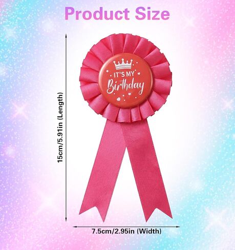 Birthday Pin for Girls, Pink Satin Birthday Girl Pin Badge, Fabric & Tinplate Brooch for Women Men Party Decorations Gifting Party Favors & Gifting (6.3 x 2.95cm) in Saudi Arabia