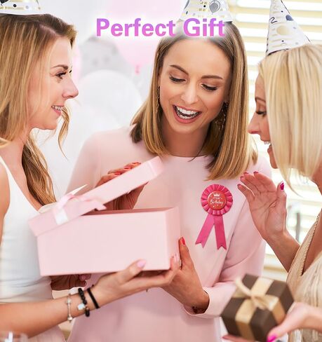 Birthday Pin for Girls, Pink Satin Birthday Girl Pin Badge, Fabric & Tinplate Brooch for Women Men Party Decorations Gifting Party Favors & Gifting (6.3 x 2.95cm) in Saudi Arabia