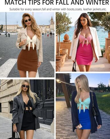 oten Women's Sexy Cut Out Tie Front Bodycon Adjustable Spaghetti Straps Ribbed Party Club Mini Dresses in Saudi Arabia