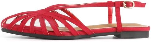 MAVMAX Slingback Flat Sandals for Women Fashion Strappy Square Toe Low Heeled Flats with Adjustable Buckle Summer Comfortable Dressy Shoes in Saudi Arabia