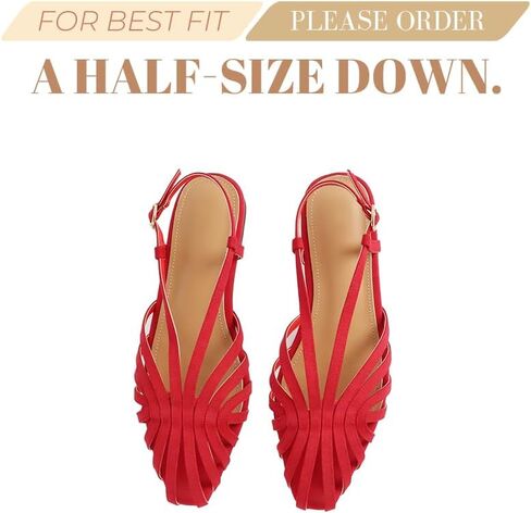 MAVMAX Slingback Flat Sandals for Women Fashion Strappy Square Toe Low Heeled Flats with Adjustable Buckle Summer Comfortable Dressy Shoes in Saudi Arabia