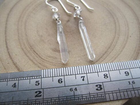 Herkimer Diamond, Raw Clear Quartz Crystal 925 Sterling Silver Earrings,Drop Length 4.5 cm.,EHQL in Saudi Arabia