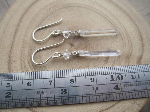 Herkimer Diamond, Raw Clear Quartz Crystal 925 Sterling Silver Earrings,Drop Length 4.5 cm.,EHQL in Saudi Arabia