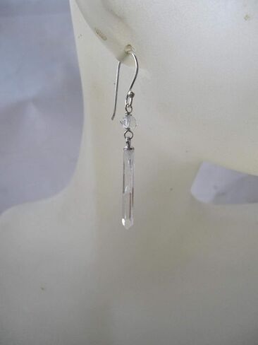 Herkimer Diamond, Raw Clear Quartz Crystal 925 Sterling Silver Earrings,Drop Length 4.5 cm.,EHQL in Saudi Arabia