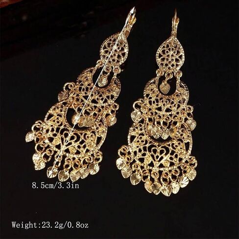 Boho Earrings for Women, Silver Moroccan Style Hollow Moon Rhinestone Jewelry and Earrings for Women, Trendy Arabic Heart Design for Weddings and Daily Wear in Saudi Arabia
