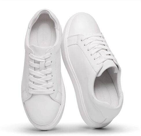 Men's Invisible Height Increasing Shoes - 2.76 Inches Taller Hidden Lift Insole, White Casual Fashion Elevator Sneakers for Men in Saudi Arabia