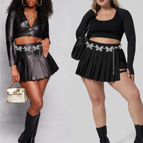 Waist Chain Belts Women Girls Metal Belly Link Adjustable Waist Belt for Jeans and Dress (Silver Big Butterfly XL) in Saudi Arabia
