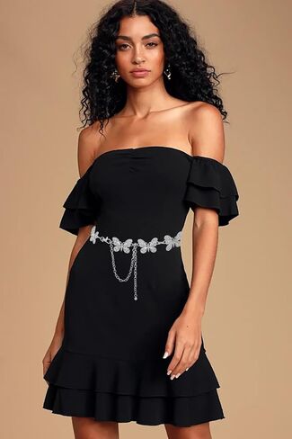 Waist Chain Belts Women Girls Metal Belly Link Adjustable Waist Belt for Jeans and Dress (Silver Big Butterfly XL) in Saudi Arabia