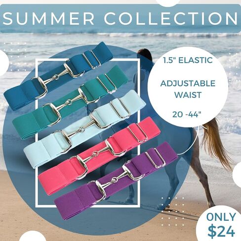 1.5 inch Elastic Equestrian Belt, Horse Riding Belt with Silver Buckle, Belt for Riding Breeches Women's (Light Aqua), Adjustable in Saudi Arabia