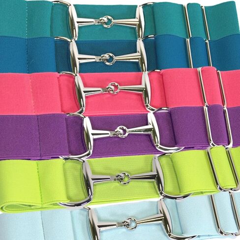 1.5 inch Elastic Equestrian Belt, Horse Riding Belt with Silver Buckle, Belt for Riding Breeches Women's (Light Aqua), Adjustable in Saudi Arabia