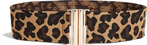 Women Vintage Elastic Waist Belts Adjustable Cinch Belt Wide Stretchy Belts Leopard Waistband for Ladies Dresses in Kuwait