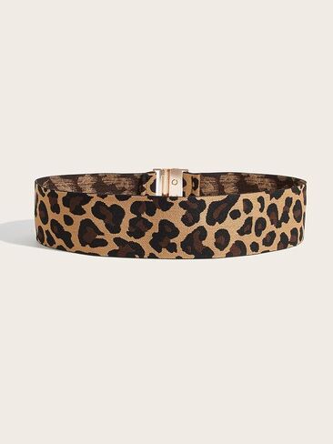 Women Vintage Elastic Waist Belts Adjustable Cinch Belt Wide Stretchy Belts Leopard Waistband for Ladies Dresses in Kuwait