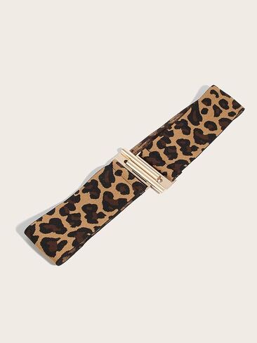Women Vintage Elastic Waist Belts Adjustable Cinch Belt Wide Stretchy Belts Leopard Waistband for Ladies Dresses in Kuwait