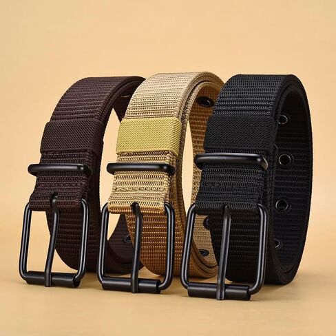 Tactical Belts Men's Outdoor Sport Simple Practical Weave Nylon Canvas Cowboy Pants Women Belt120cm in Kuwait