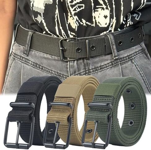 Tactical Belts Men's Outdoor Sport Simple Practical Weave Nylon Canvas Cowboy Pants Women Belt120cm in Kuwait