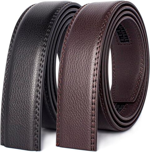 Mens Belt Ratchet Belt Replacement Strap 1 3/8", 2 PACK Leather Belt Strap for 40MM Slide Click Buckle ，Trim to Fit in Kuwait