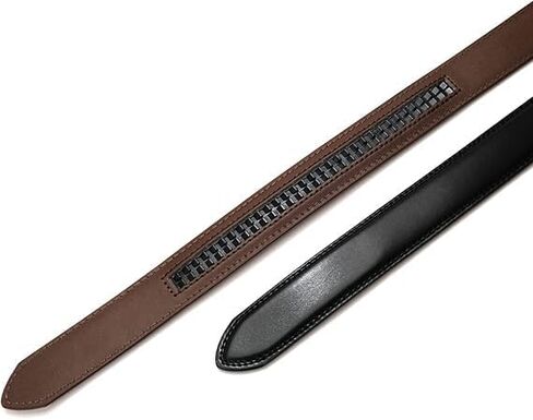 Mens Belt Ratchet Belt Replacement Strap 1 3/8", 2 PACK Leather Belt Strap for 40MM Slide Click Buckle ，Trim to Fit in Kuwait