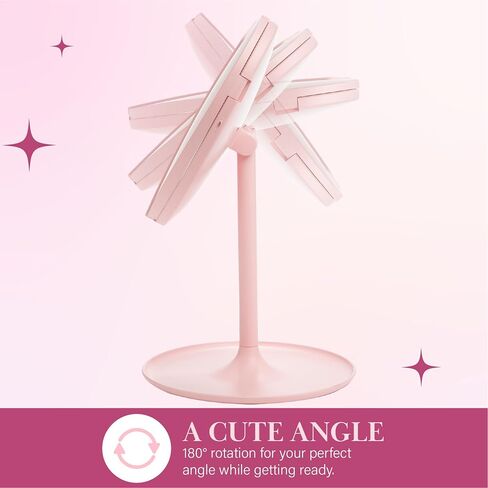 Paris Hilton Heart Makeup Vanity Mirror, LED Light with Touch Control, 180° Rotation, Tri-Fold Design, Tray Stand for Accessories, Pink in Saudi Arabia