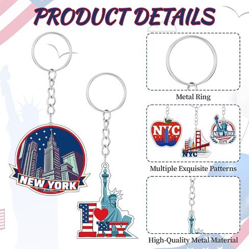 25 Pcs New York Souvenirs Gifts New York Keychain NYC Souvenirs from USA Metal Keychain Includes Freedom Tower Statue of Liberty Ny Cab Apple Too And More Travel Gifts Souvenir for Women Men Friends in Saudi Arabia