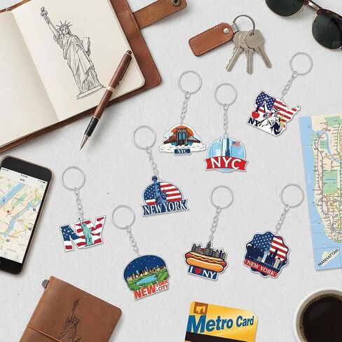 25 Pcs New York Souvenirs Gifts New York Keychain NYC Souvenirs from USA Metal Keychain Includes Freedom Tower Statue of Liberty Ny Cab Apple Too And More Travel Gifts Souvenir for Women Men Friends in Saudi Arabia