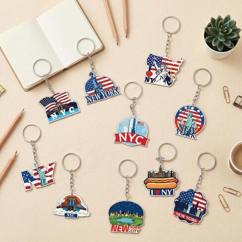 25 Pcs New York Souvenirs Gifts New York Keychain NYC Souvenirs from USA Metal Keychain Includes Freedom Tower Statue of Liberty Ny Cab Apple Too And More Travel Gifts Souvenir for Women Men Friends in Saudi Arabia