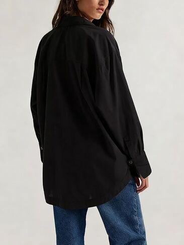 Women's V Neck Blouses Casual Long Sleeve Shirt Tops Loose Fashion Cotton Summer Blouses Pullover Tunic Tops in Saudi Arabia