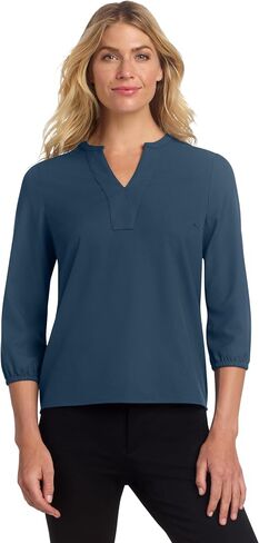 Mercer+Mettle Women's Stretch Crepe 3/4-Sleeve Blouse | Women's Lightweight Dressy Top, Business Casual Shirt for Work in Saudi Arabia